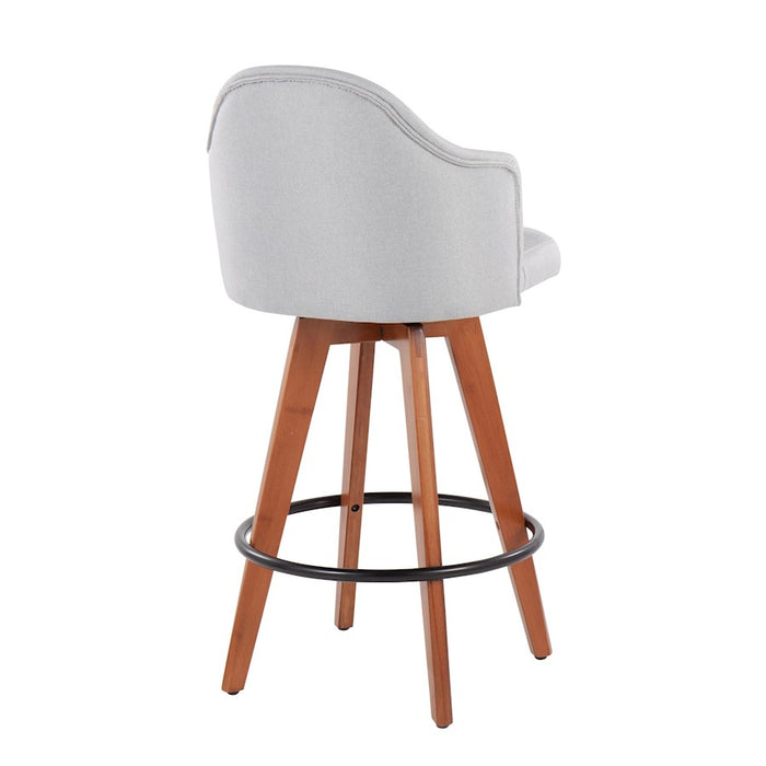 LumiSource Ahoy Counter Stool, Set of 2, Wal Bamboo/Lt GY/Black