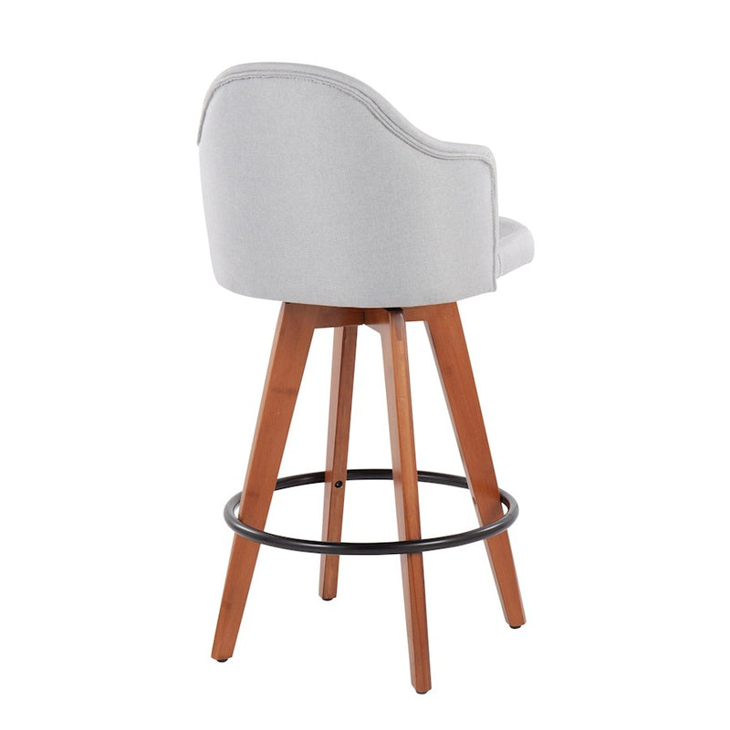 LumiSource Ahoy Counter Stool Set/2 | Walnut Bamboo, Light Grey Fabric, Black Metal | Kitchen Island & Bar Seating | Model B26-AHOYUP2-QWLLGY2