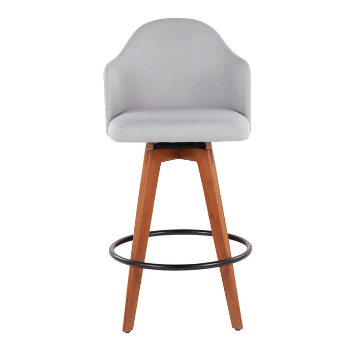 LumiSource Ahoy Counter Stool, Set of 2, Wal Bamboo/Lt GY/Black