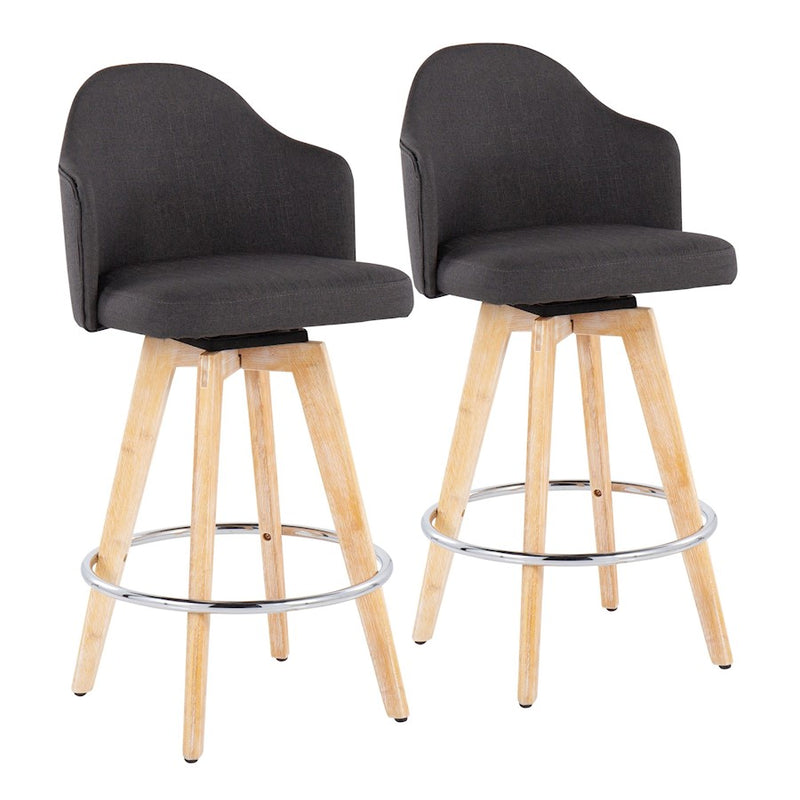 LumiSource Ahoy Counter Stool, Set of 2, Charcoal/Chrome - B26-AHOYUP2-RNACHAR2
