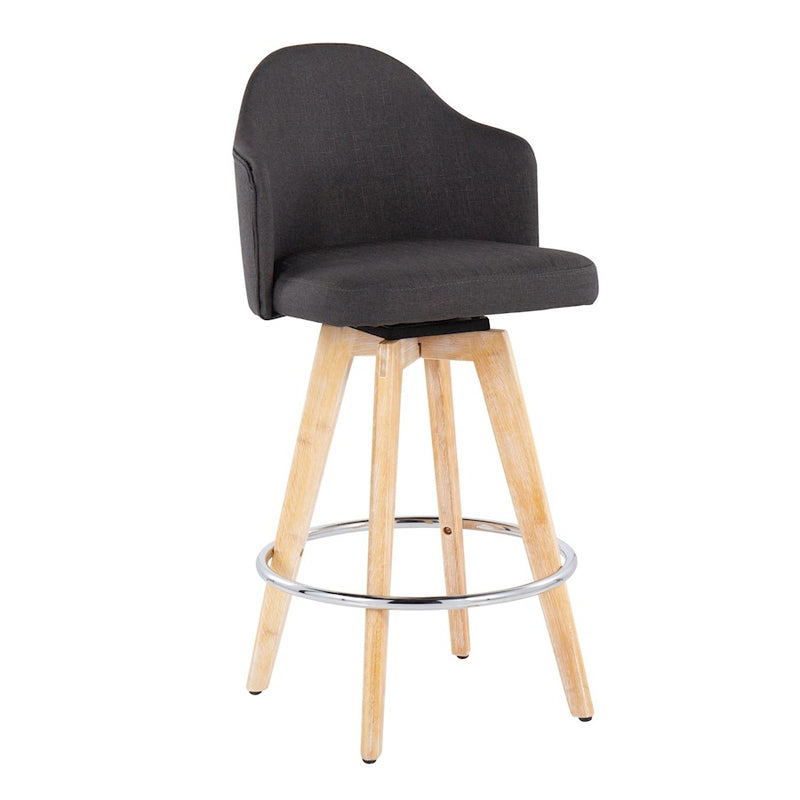 LumiSource Ahoy Counter Stool, Set of 2, Charcoal/Chrome