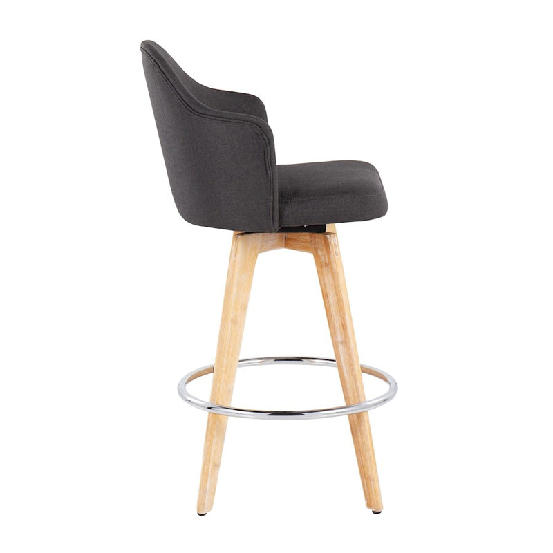 LumiSource Ahoy Counter Stool, Set of 2, Charcoal/Chrome