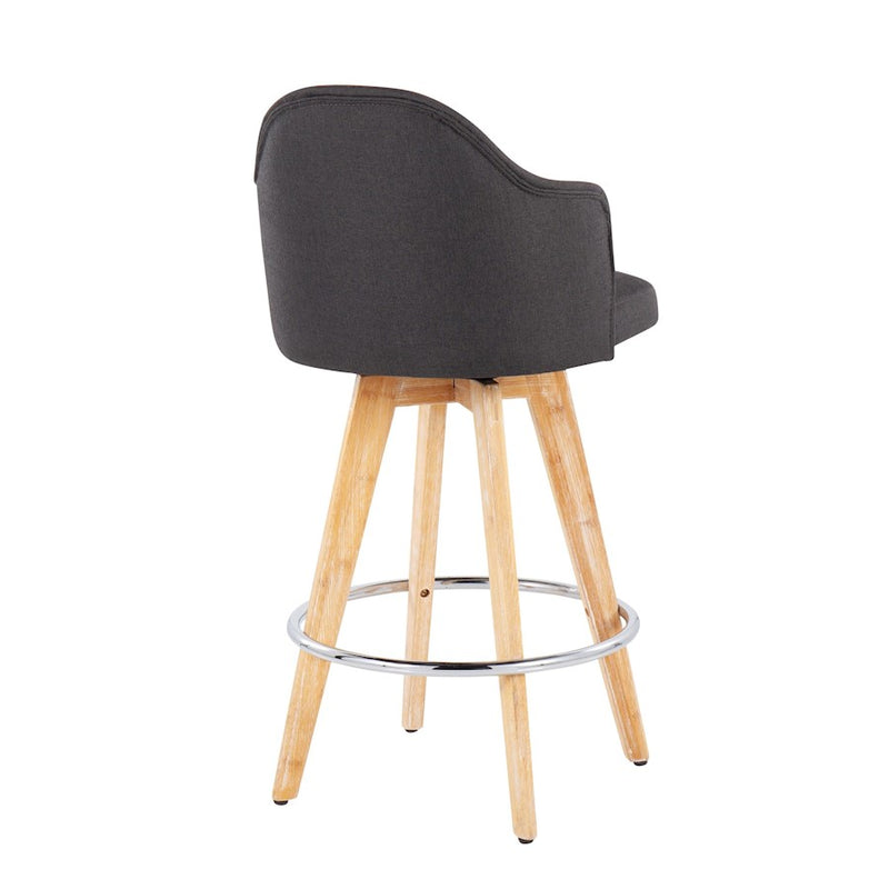 LumiSource Ahoy Counter Stool, Set of 2, Charcoal/Chrome