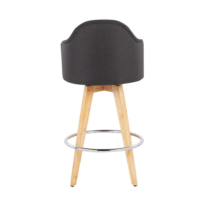 LumiSource Ahoy Counter Stool, Set of 2, Charcoal/Chrome