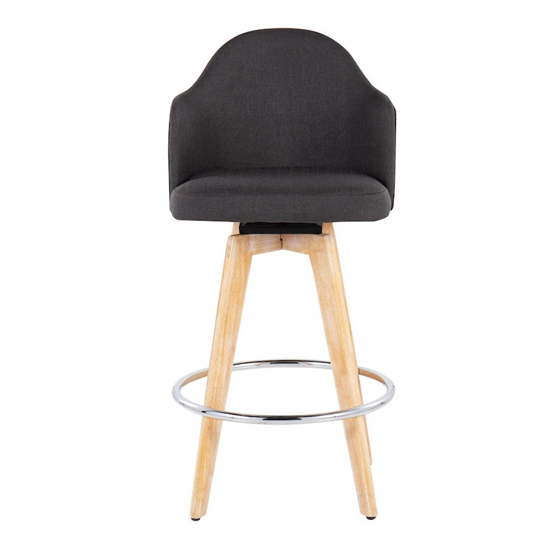 LumiSource Ahoy Counter Stool, Set of 2, Charcoal/Chrome