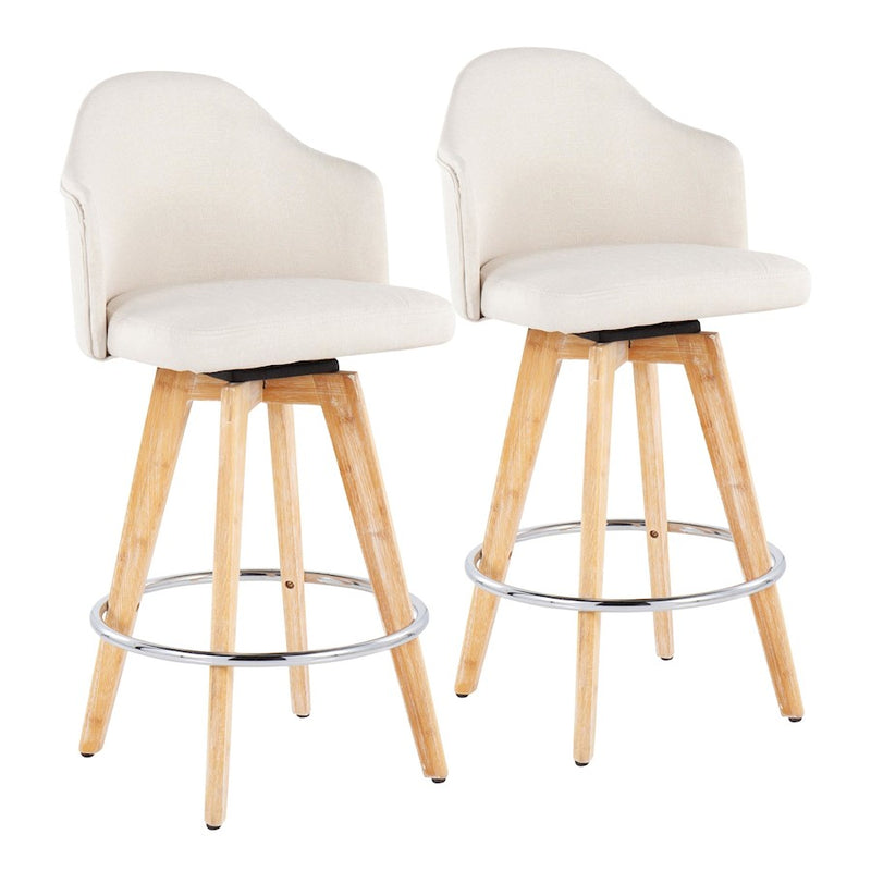 LumiSource Ahoy Counter Stool, Set of 2, Cream/Chrome - B26-AHOYUP2-RNACR2