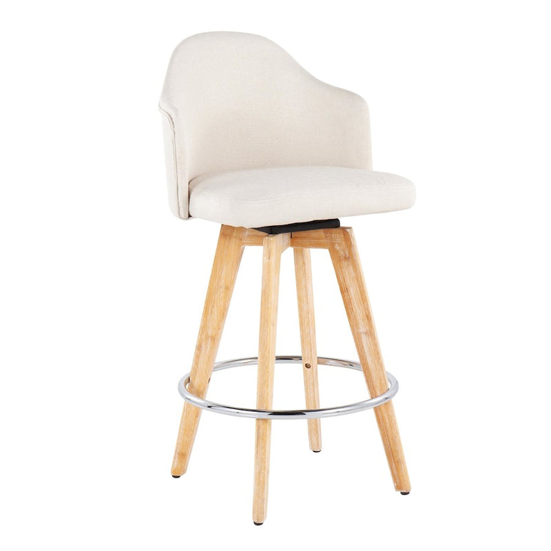 LumiSource Ahoy Counter Stool, Set of 2, Cream/Chrome