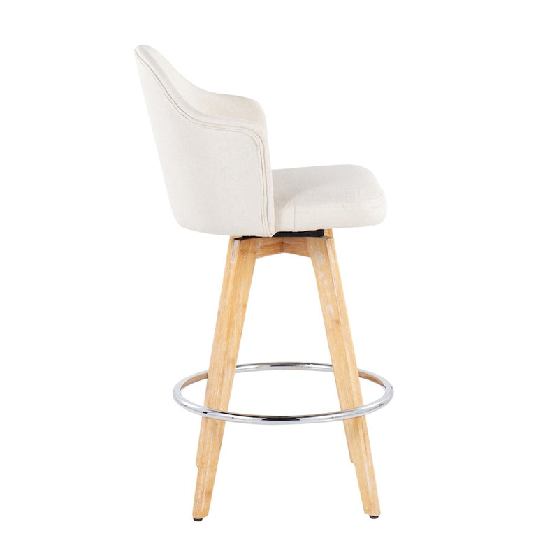 LumiSource Ahoy Counter Stool, Set of 2, Cream/Chrome