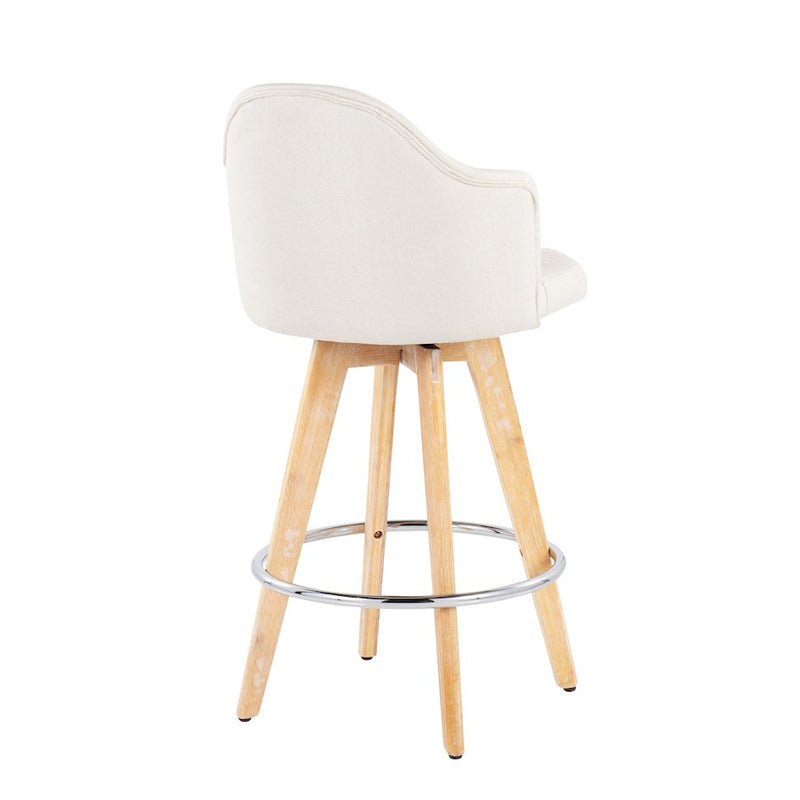 LumiSource Ahoy Counter Stool, Set of 2, Cream/Chrome