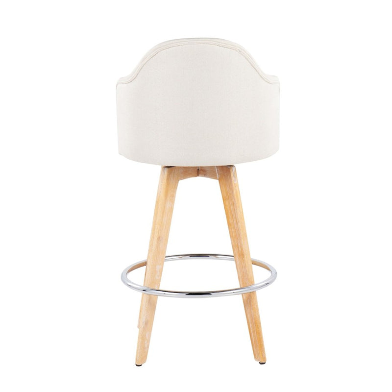 LumiSource Ahoy Counter Stool, Set of 2, Cream/Chrome