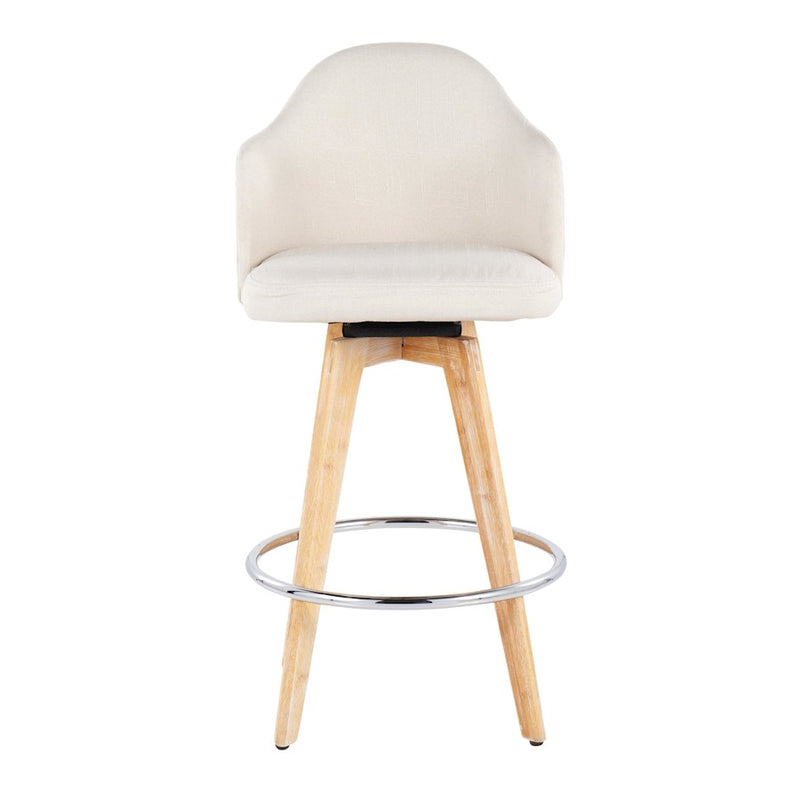 LumiSource Ahoy Counter Stool, Set of 2, Cream/Chrome