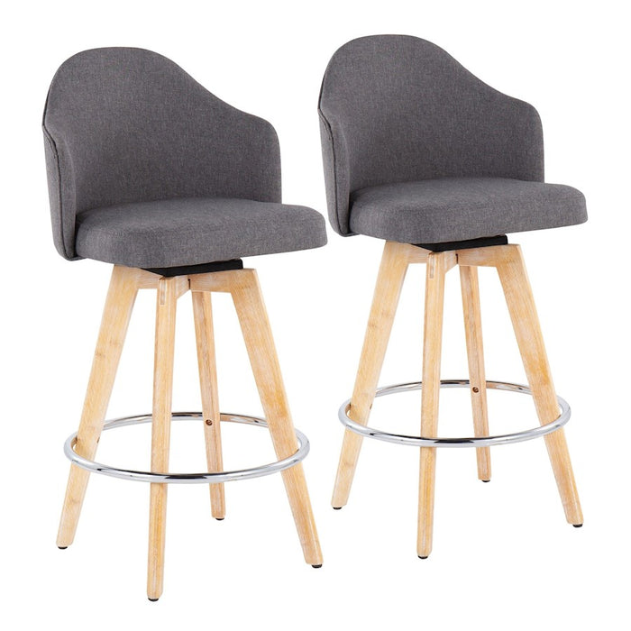 LumiSource Ahoy Counter Stool, Set of 2, Grey/Chrome - B26-AHOYUP2-RNAGY2