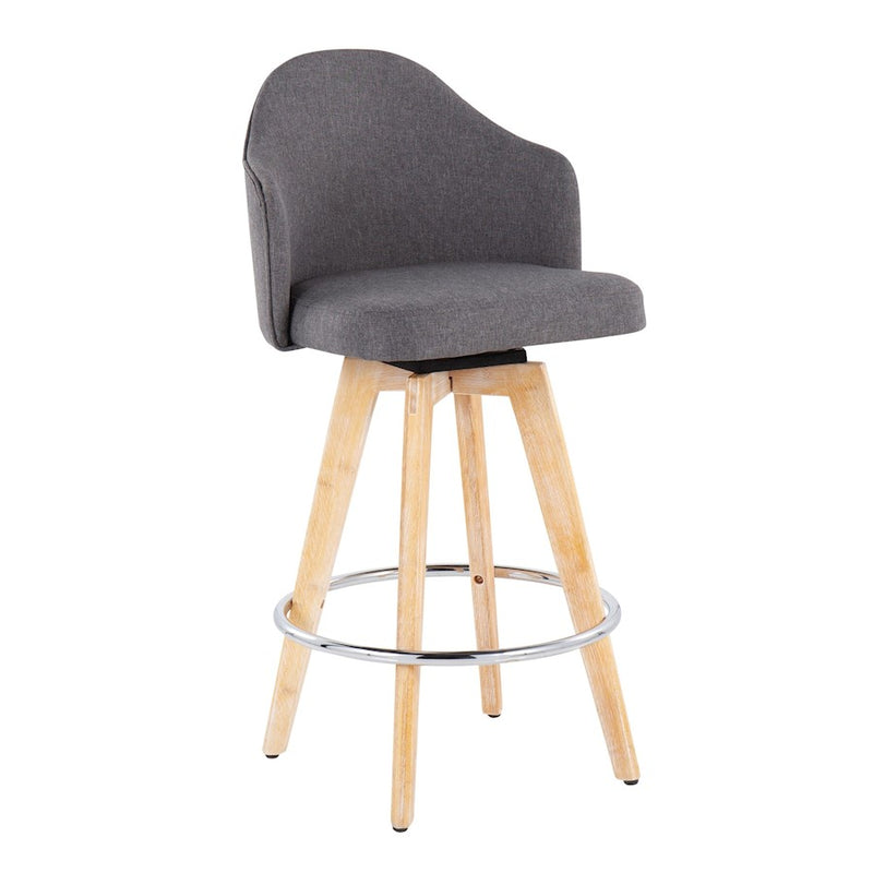 LumiSource Ahoy Counter Stool, Set of 2, Grey/Chrome