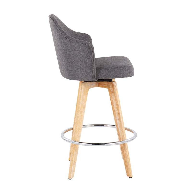 LumiSource Ahoy Counter Stool, Set of 2, Grey/Chrome