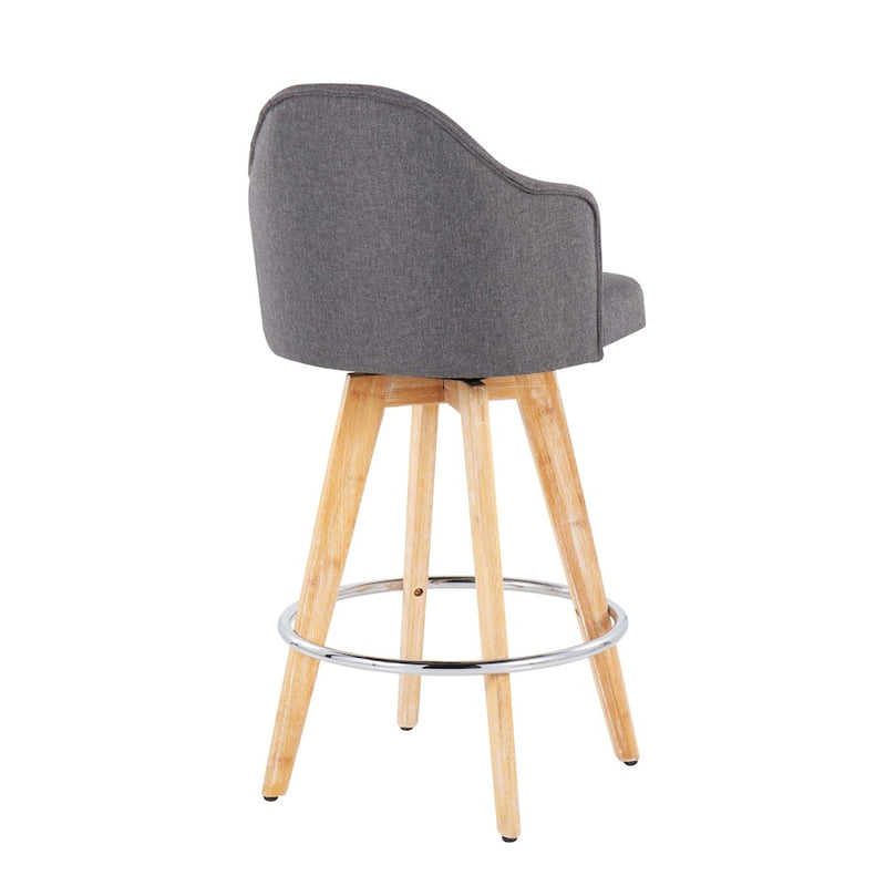 LumiSource Ahoy Counter Stool, Set of 2, Grey/Chrome
