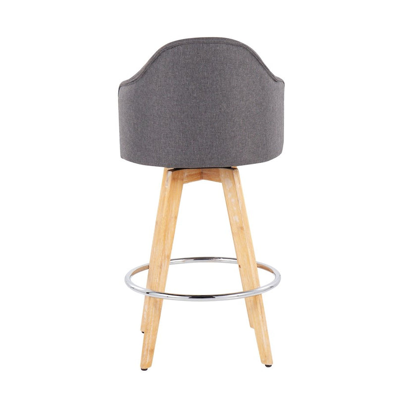 LumiSource Ahoy Counter Stool, Set of 2, Grey/Chrome