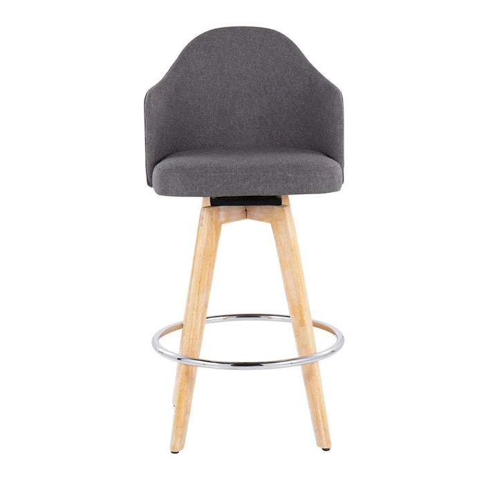 LumiSource Ahoy Counter Stool, Set of 2, Grey/Chrome