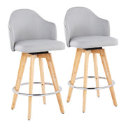 LumiSource Ahoy Counter Stool, Set/2, Grey/Chrome/Bamboo - B26-AHOYUP2-RNALGY2