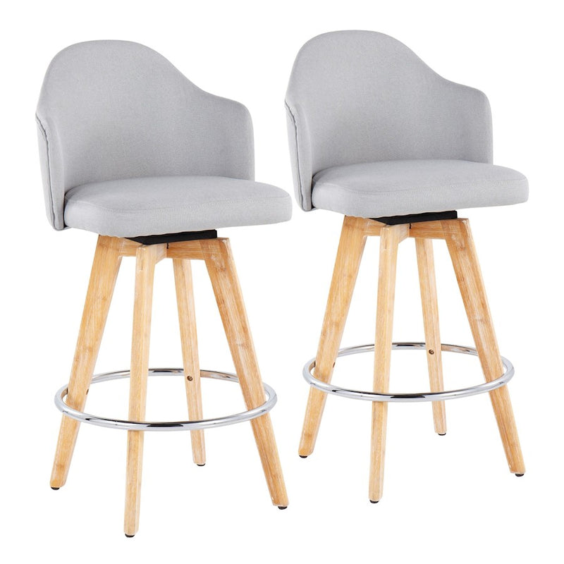 LumiSource Ahoy Counter Stool, Set/2, Grey/Chrome/Bamboo - B26-AHOYUP2-RNALGY2