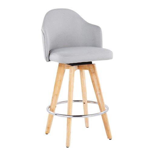 LumiSource Ahoy Counter Stool, Set of 2, Grey/Chrome/Bamboo