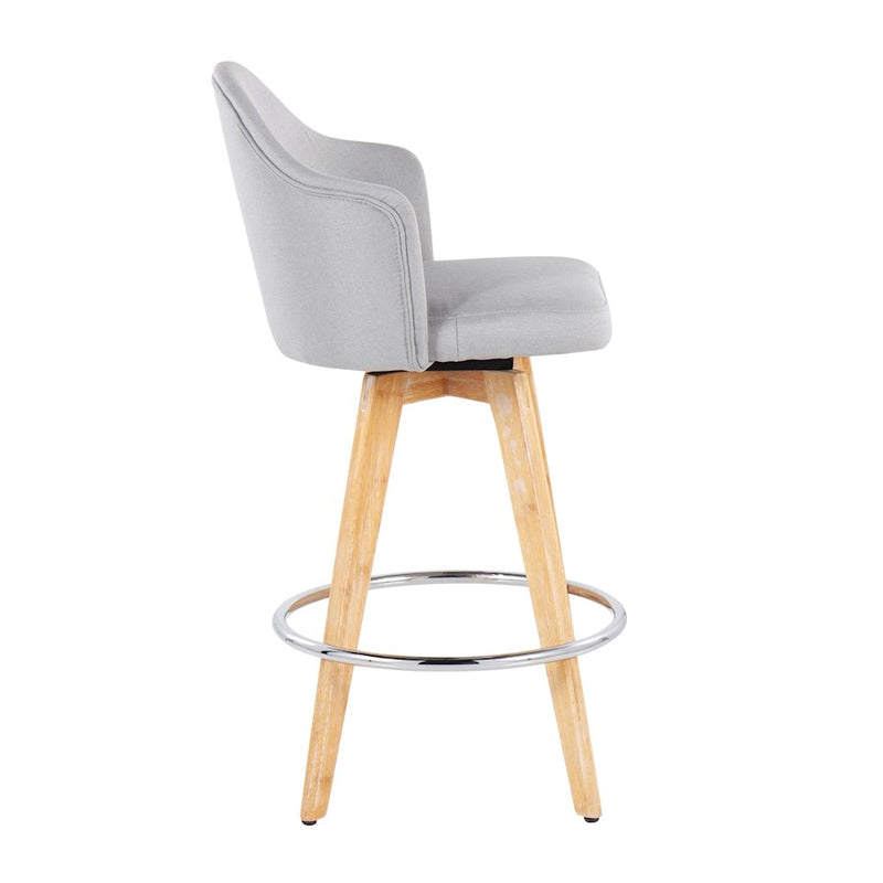 LumiSource Ahoy Counter Stool, Set of 2, Grey/Chrome/Bamboo