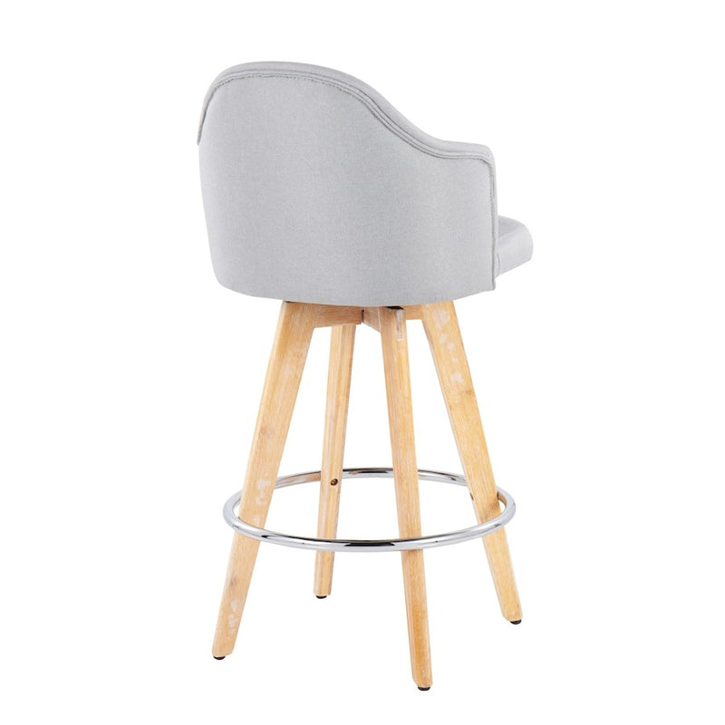 LumiSource Ahoy Counter Stool, Set of 2, Grey/Chrome/Bamboo