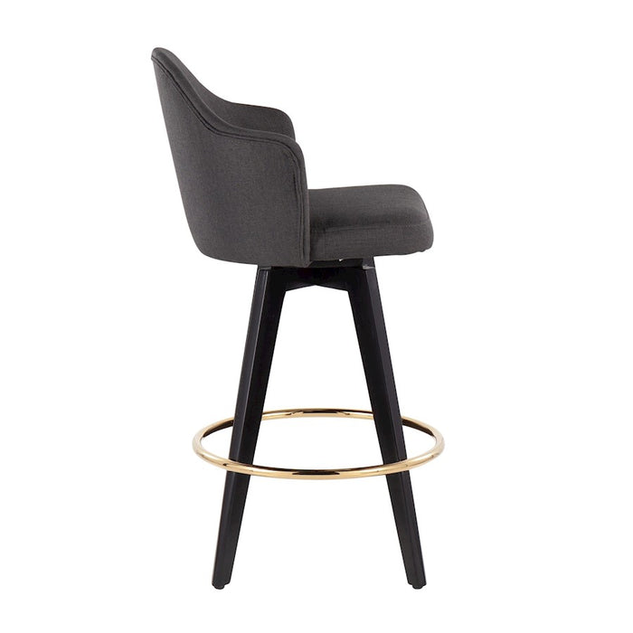 LumiSource Ahoy UP2 26" Counter Stool, Set of 2, Black/GD/Chrome