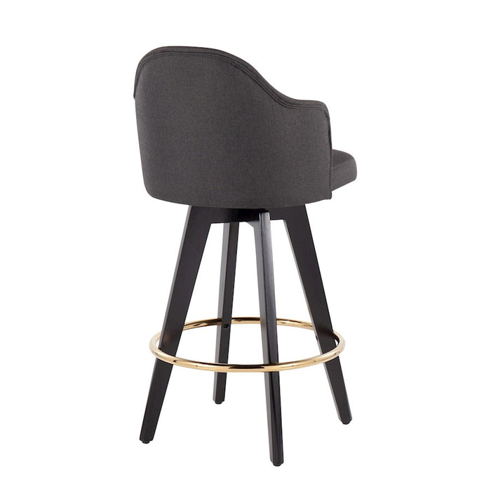 LumiSource Ahoy UP2 26" Counter Stool, Set of 2, Black/GD/Chrome