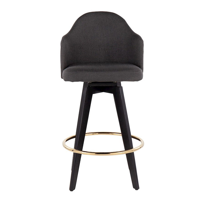 LumiSource Ahoy UP2 26" Counter Stool, Set of 2, Black/GD/Chrome