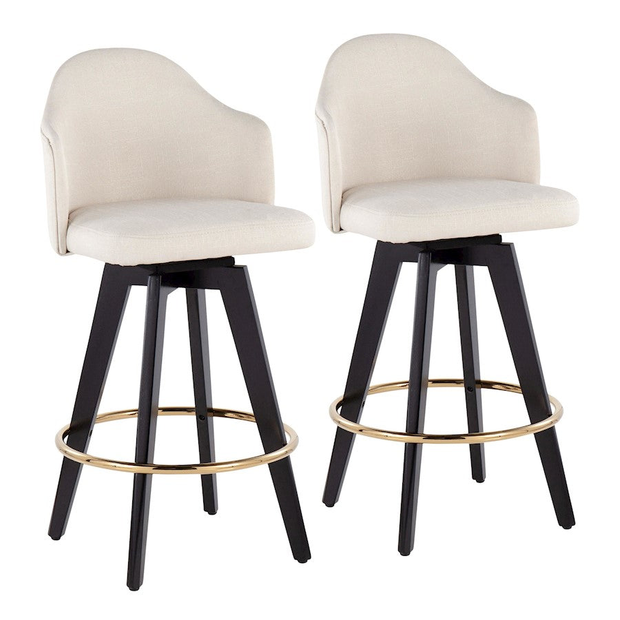 LumiSource Ahoy UP2 26" Counter Stool, Set/2, BK/Gold/CM - B26-AHOYUP2-SWVGBKCR2