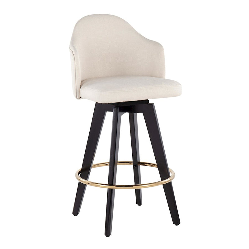 LumiSource Ahoy UP2 26" Counter Stool, Set of 2, Black/Gold/CM