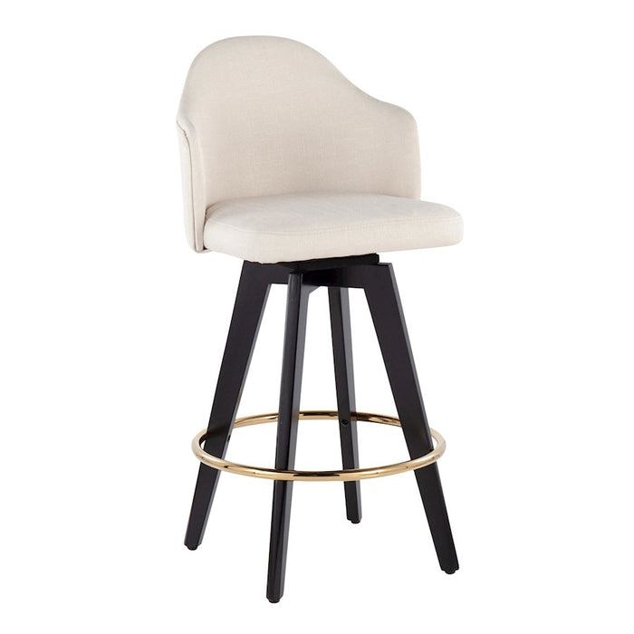 LumiSource Ahoy UP2 26" Counter Stool, Set of 2, Black/Gold/CM