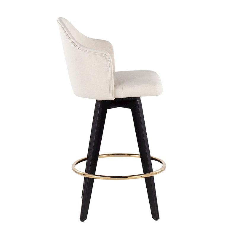 LumiSource Ahoy UP2 26" Counter Stool, Set of 2, Black/Gold/CM