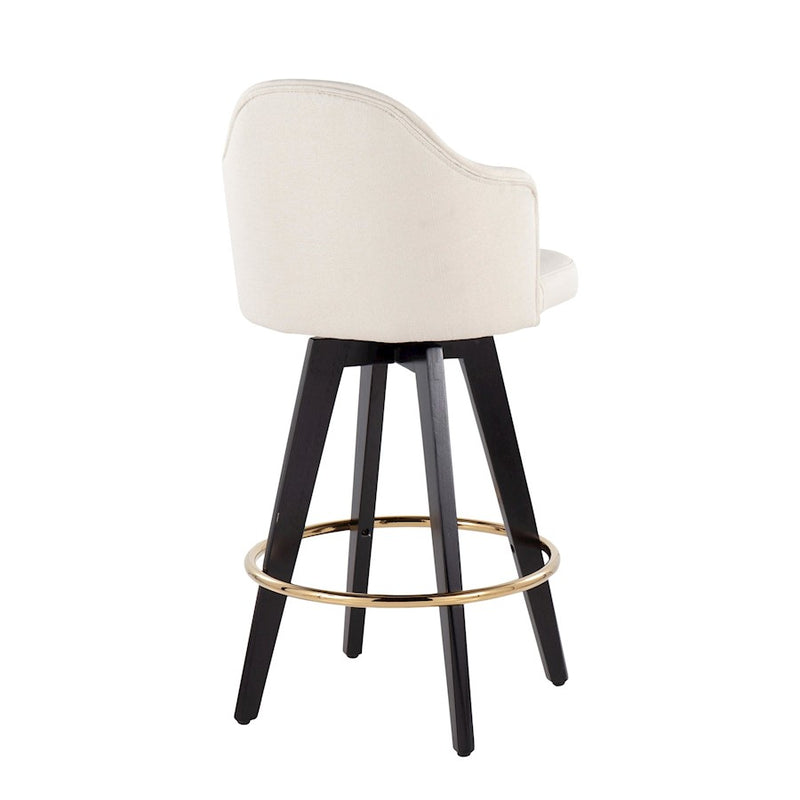 LumiSource Ahoy UP2 26" Counter Stool, Set of 2, Black/Gold/CM
