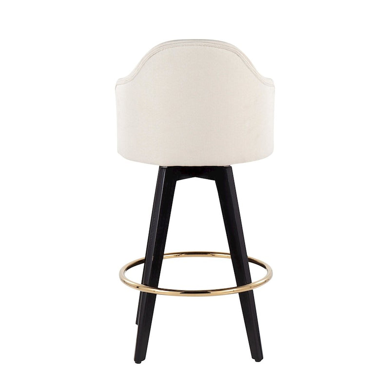 LumiSource Ahoy UP2 26" Counter Stool, Set of 2, Black/Gold/CM