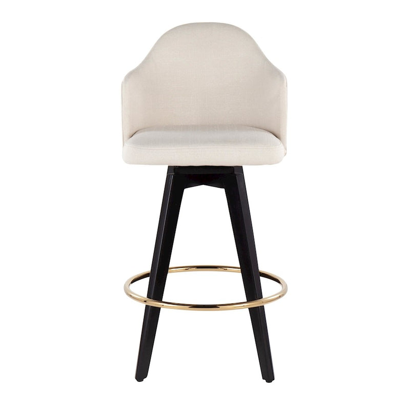 LumiSource Ahoy UP2 26" Counter Stool, Set of 2, Black/Gold/CM