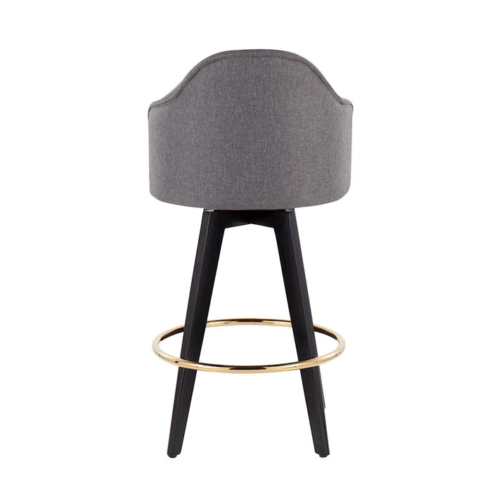 LumiSource Ahoy UP2 26" Counter Stool, Set of 2, Black/Gold/GY