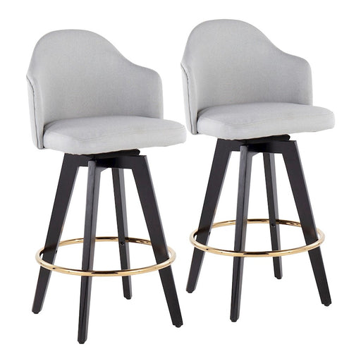 LumiSource Ahoy 26" Counter Stool, Set/2, Black/Gold/GY - B26-AHOYUP2-SWVGBKLGY2