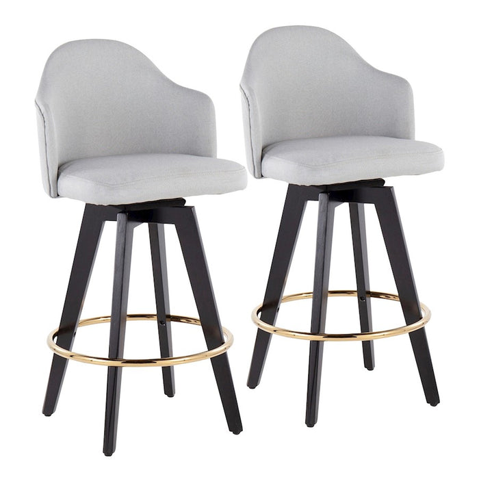LumiSource Ahoy 26" Counter Stool, Set/2, Black/Gold/GY - B26-AHOYUP2-SWVGBKLGY2