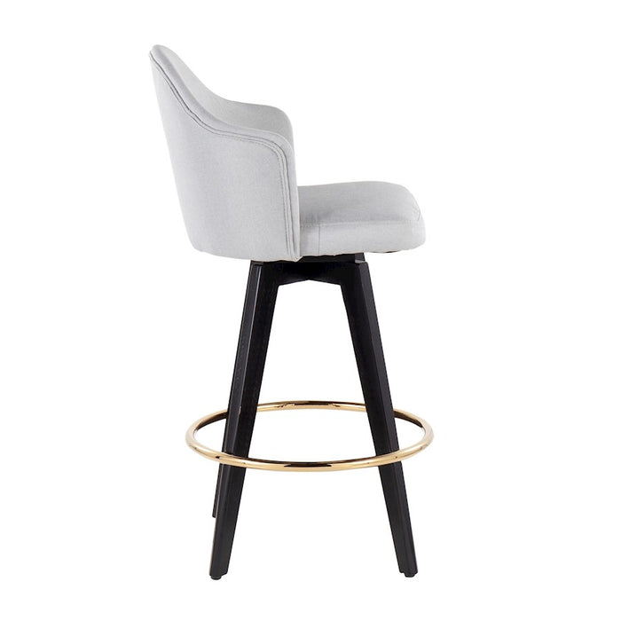 LumiSource Ahoy 26" Counter Stool, Set of 2, Black/Gold/GY