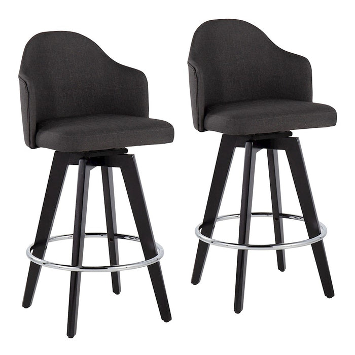 LumiSource Ahoy UP2 26" Counter Stool, Set/2, BK/CH/CH - B26-AHOYUP2-SWVRBKCH2