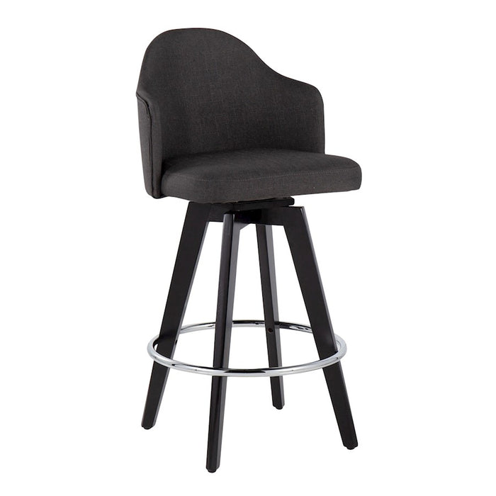 LumiSource Ahoy UP2 26" Counter Stool, Set of 2, Black/Chrome/Chrome