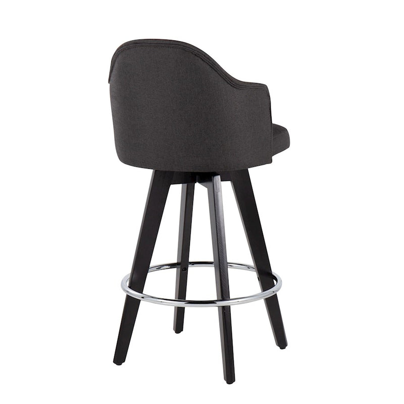 LumiSource Ahoy UP2 26" Counter Stool, Set of 2, Black/Chrome/Chrome