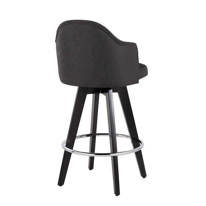LumiSource Ahoy UP2 26" Counter Stool, Set of 2, Black/Chrome/Chrome