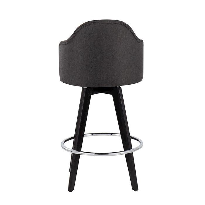 LumiSource Ahoy UP2 26" Counter Stool, Set of 2, Black/Chrome/Chrome