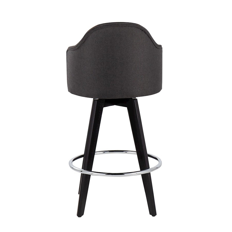 LumiSource Ahoy 26in Counter Stool Set of 2 | Black Wood, Chrome, Charcoal Fabric | Kitchen Island & Breakfast Bar | Model B26-AHOYUP2-SWVRBKCH2