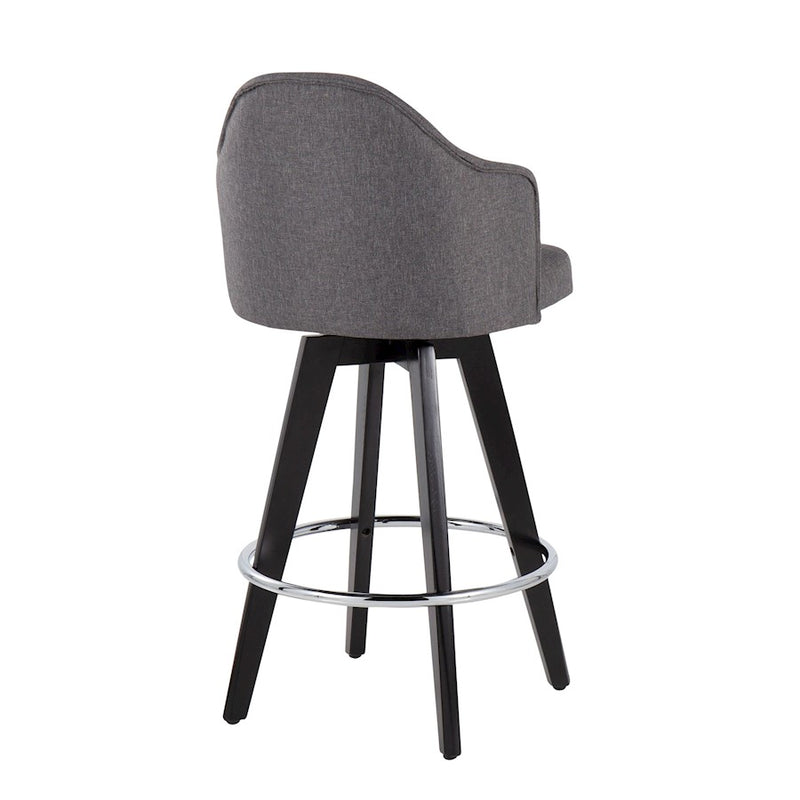 LumiSource Ahoy UP2 26" Counter Stool, Set of 2, Black/Chrome/GY
