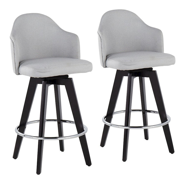 LumiSource Ahoy 26" Counter Stool, Set/2, Black/CH/GY - B26-AHOYUP2-SWVRBKLGY2