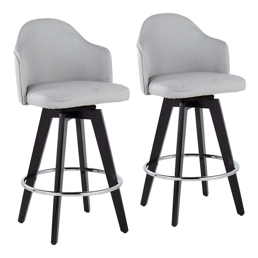 LumiSource Ahoy 26" Counter Stool, Set/2, Black/CH/GY - B26-AHOYUP2-SWVRBKLGY2