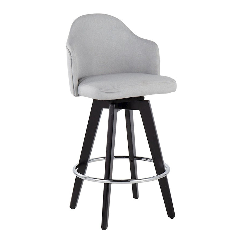 LumiSource Ahoy 26" Counter Stool, Set of 2, Black/Chrome/GY